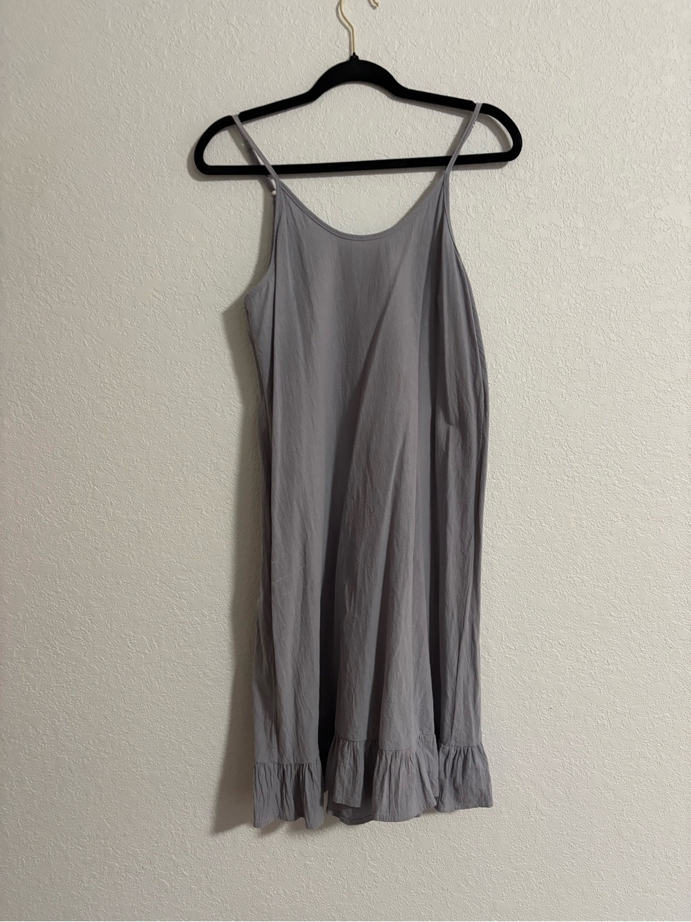 Lightweight Slip Dress with Ruffle Hem - Gray